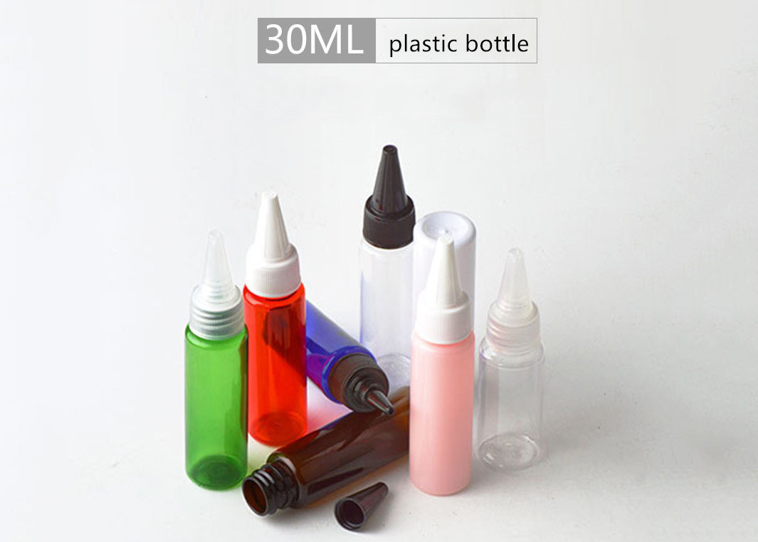 Bottiglie di acqua di plastica variopinte, piccole bottiglie di plastica dell'ANIMALE DOMESTICO pp 30ml con i coperchi
