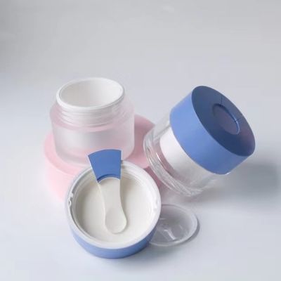Vaso per crema cosmetica a doppia parete trasparente da 15/30/50 g con cucchiaino igienico integrato per idratante, maschera viso e cura della pelle