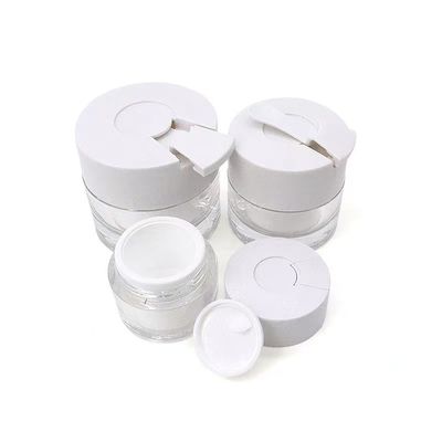 Vaso per crema cosmetica a doppia parete trasparente da 15/30/50 g con cucchiaino igienico integrato per idratante, maschera viso e cura della pelle