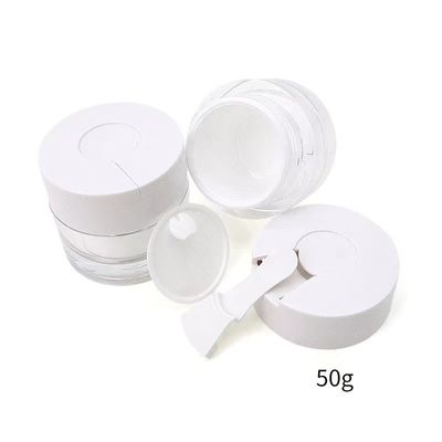Vaso per crema cosmetica a doppia parete trasparente da 15/30/50 g con cucchiaino igienico integrato per idratante, maschera viso e cura della pelle