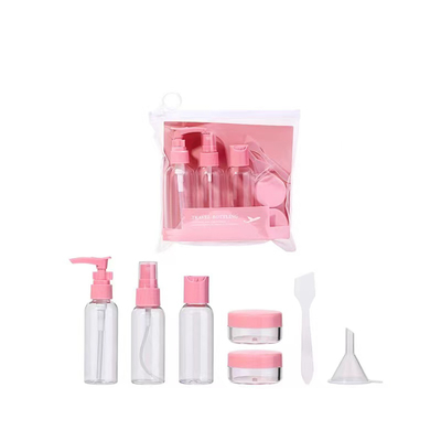 Set di bottiglie da viaggio Shampoo di plastica ricaricabile portatile Spray per la cura della pelle Lozione per viaggi Cosmetici