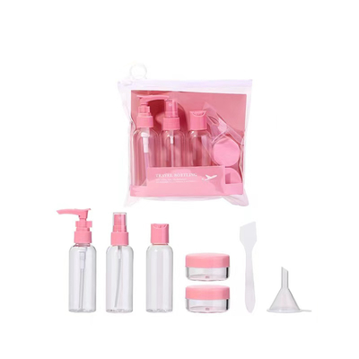 Set di bottiglie da viaggio Shampoo di plastica ricaricabile portatile Spray per la cura della pelle Lozione per viaggi Cosmetici