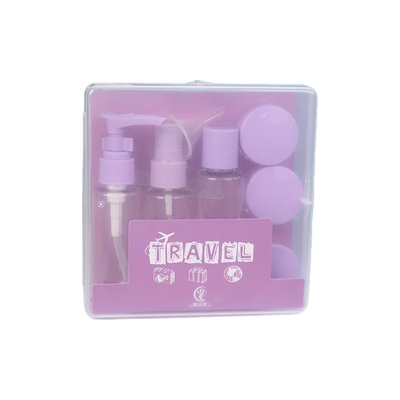 50ml 7pcs Set Set di viaggio in plastica Set bottiglia sacca cerniera Set contenitore cosmetico Spray Flip Cap