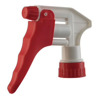 Spruzzatore di trigger in plastica rosso e bianco con ugello regolabile per la pulizia delle bottiglie