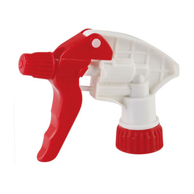 Spruzzatore di trigger in plastica rosso e bianco con ugello regolabile per la pulizia delle bottiglie