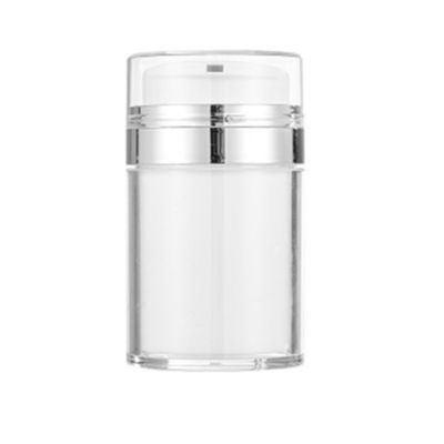 15ml 30ml 50ml 100g Acrylic Emulsion Luxury White Serum Matte PP Silver Pump Airless Jar Airless Pump