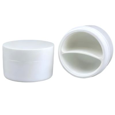 Vasetto cosmetico vuoto in plastica PP da 50 g  Vasetto cosmetico bianco in plastica PP con cucchiaino e anello di tenuta/vasetto per crema viso