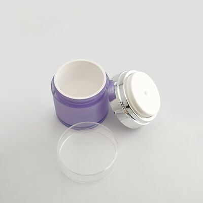 Flacone airless in acrilico da 50gr con liner sostituibile per crema cosmetica e trucco con tappo in plastica