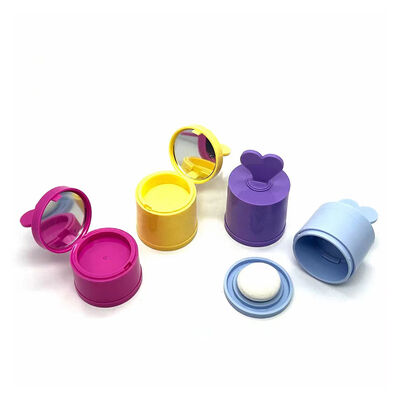 Case in polvere di cilindri in plastica 4G all'ingrosso con imballaggio Puff & Mirror per blush & hairline