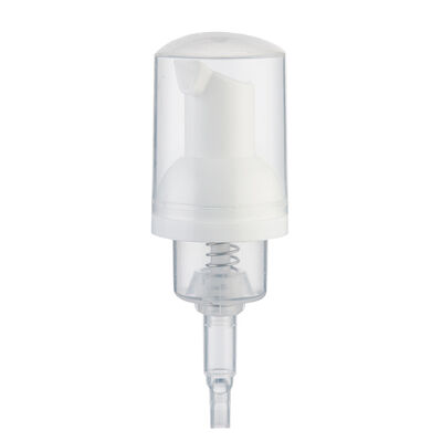 Dispenser a pompa con schiuma bianca con cappuccio protettivo trasparente per flaconi cosmetici