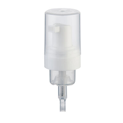 Dispenser a pompa con schiuma bianca con cappuccio protettivo trasparente per flaconi cosmetici