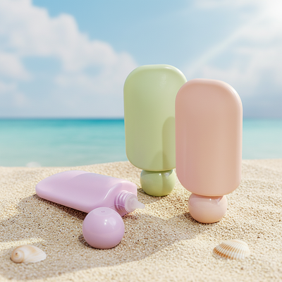 Wholesale cute Square Face Hand Cream Bottle 40ml PET Pump Sunscreen Lotion Skincare Cosmetic Packaging with Custom Logo