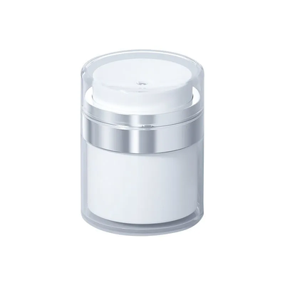 Barattolo di crema airless 15g 30g 50g 100g Anello elettrolitico in argento Acrilico trasparente Cosmetico esterno Pompa airless Bottiglia riutilizzabile Vuoto Crema per il viso Contenitore per lozione per la cura della pelle Idratante