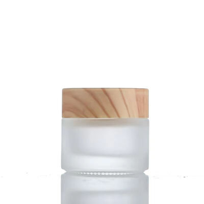 5g 10g 15g 30g 50g Bottoni vuoti di crema di vetro ghiacciata ricaricabili Cosmetici Legno naturale Contenitori di stoccaggio impermeabili per viaggi per la crema per gli occhi Maschera per il viso Cura della pelle