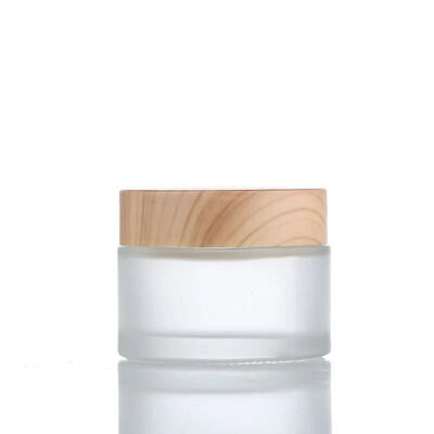 5g 10g 15g 30g 50g Bottoni vuoti di crema di vetro ghiacciata ricaricabili Cosmetici Legno naturale Contenitori di stoccaggio impermeabili per viaggi per la crema per gli occhi Maschera per il viso Cura della pelle