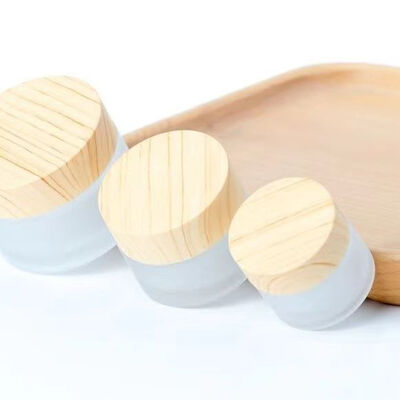 5g 10g 15g 30g 50g Bottoni vuoti di crema di vetro ghiacciata ricaricabili Cosmetici Legno naturale Contenitori di stoccaggio impermeabili per viaggi per la crema per gli occhi Maschera per il viso Cura della pelle