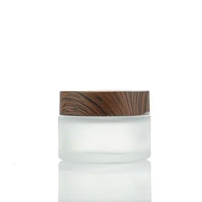 5g 10g 15g 30g 50g Vaso vuoto di crema di vetro ghiacciata Cosmetici in legno naturale Contenitori impermeabili per la crema per gli occhi Maschera per il viso Cura della pelle