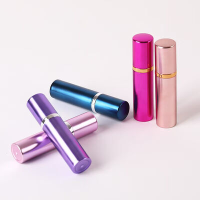 Bottiglia portatile di profumo rosa di alluminio di lusso con anello metallico