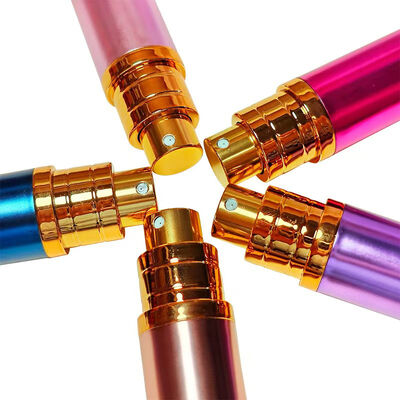Bottiglia portatile di profumo rosa di alluminio di lusso con anello metallico