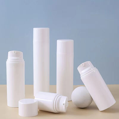 Flacone Airless con Pompa Vuoto Bianco Personalizzabile con Chiusura a Scatto per Lozione Siero Skincare 30/50/75ml Contenitore con Logo e Colore Personalizzati