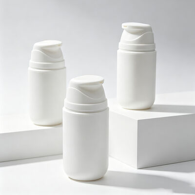 50ml 100ml Round Bottom Airless Bottle Frosted White Plastic Press Airless Pump Bottle with Clear Cap