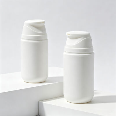 50ml 100ml Round Bottom Airless Bottle Frosted White Plastic Press Airless Pump Bottle with Clear Cap