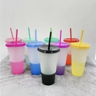 Plastica della tazza bevente 700ml 24oz di pendenza di senso di temperatura con Straw And Lid