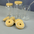 86mm Mason Jar Lids Glass Beer di bambù possono con Straw Hole di vetro