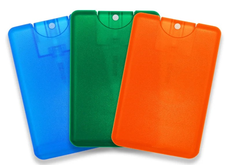 Compatto Mini Plastic Pocket Spray Perfume Sanitizer per le mani Carte di credito Bottiglia Con ugello di plastica
