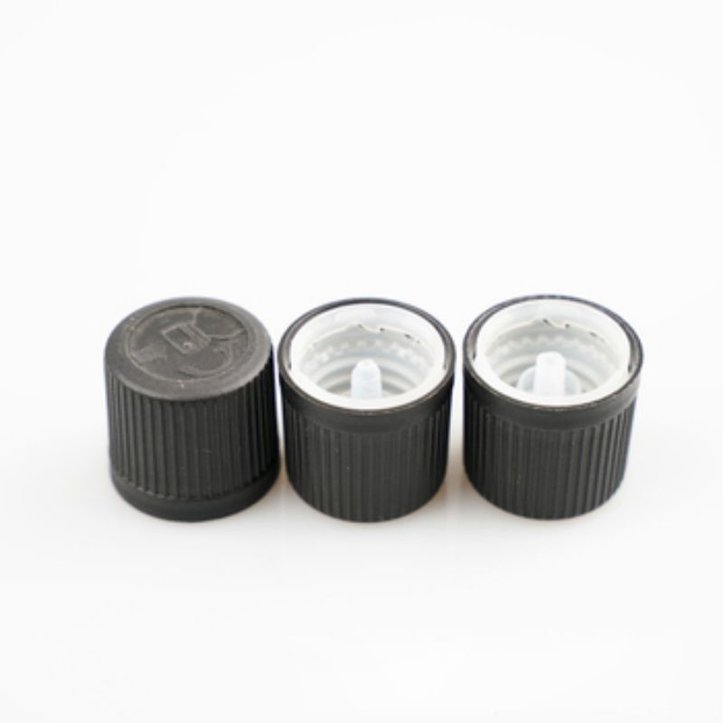 20 mm 24 mm 28 mm Nera a nervatura liscia di plastica a vite con tappo di tenuta di tenuta a induzione o tenuta di tenuta sensibile alla pressione