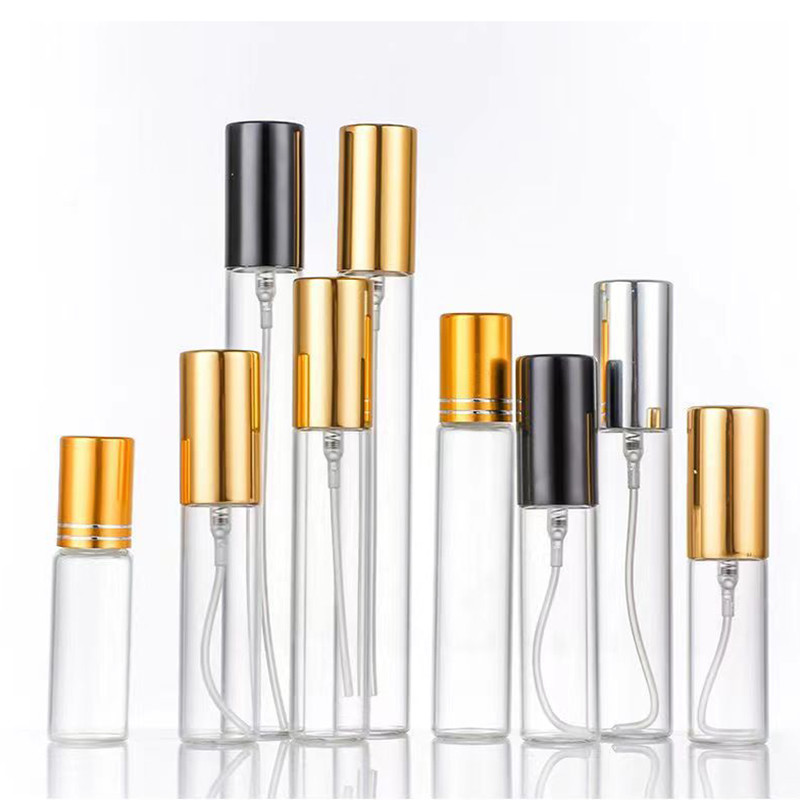 5 ml di campione vuoto di qualità nero oro argento in alluminio spruzzatore spray di vetro