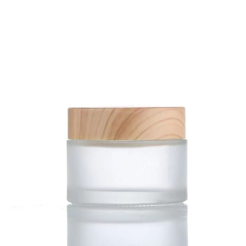 5g 10g 15g 30g 50g Bottoni vuoti di crema di vetro ghiacciata ricaricabili Cosmetici Legno naturale Contenitori di stoccaggio impermeabili per viaggi per la crema per gli occhi Maschera per il viso Cura della pelle
