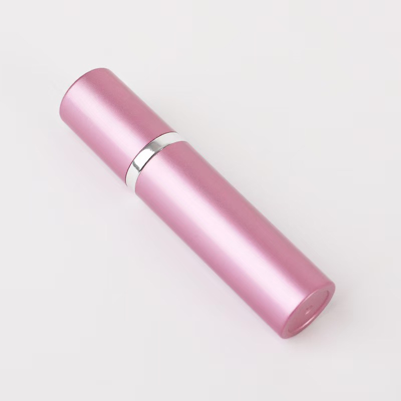 Bottiglia portatile di profumo rosa di alluminio di lusso con anello metallico