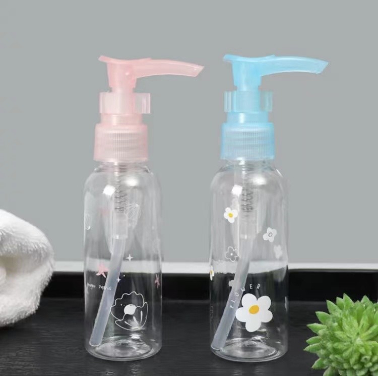Bottiglia trasparente di viaggio della pompa dell'ANIMALE DOMESTICO per la lozione della doccia e dello sciampo